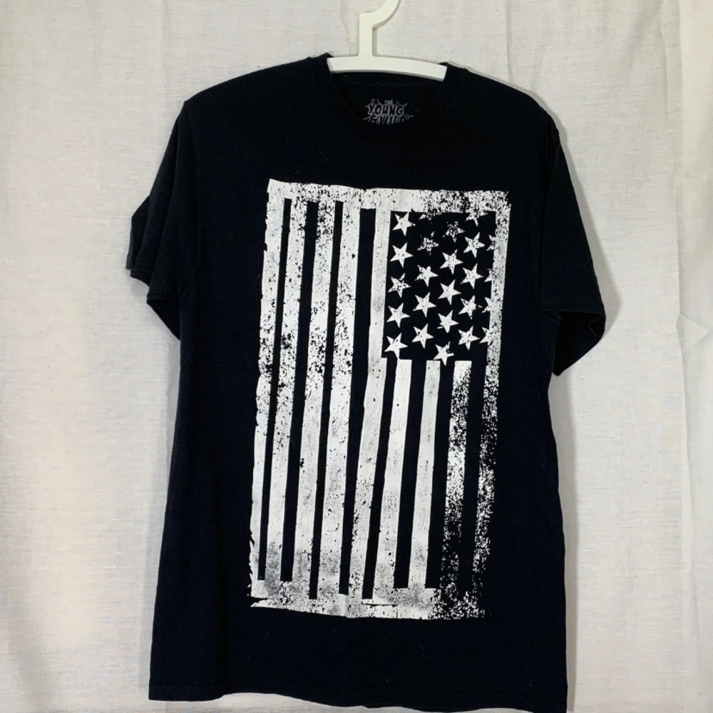 Black American Flag Graphic T Shirt